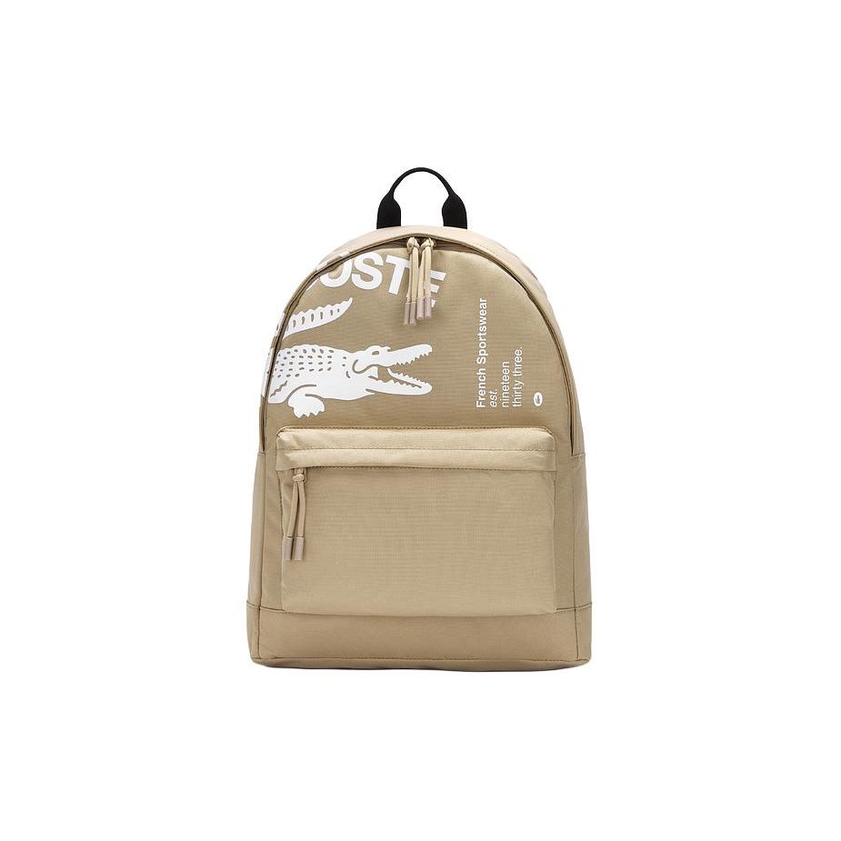 Lacoste Print Zipper Closure Polyester Backpack Large Unisex Backpack Cassava NH4042NZ-K86 Cassava,Large