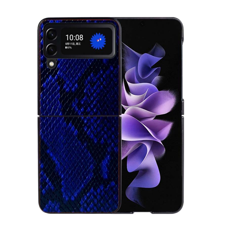 It looks like Real Snake Skin Phone Case For Samsung Z Flip 7 6 5G Galaxy Z Flip4 Z Flip5 Z Flip3 Coque Black Hard PC Shell Prot