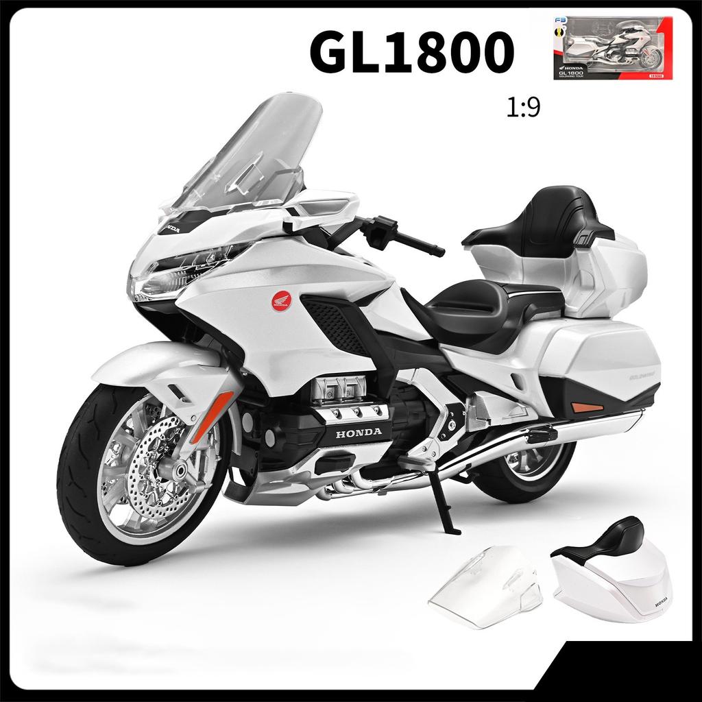 1/9 HONDA Gold Wing GL1800 Alloy Street Motorcycle Model Diecast Metal Leisure Touring Motorcycle Model Sound Light Kid Toy Gift