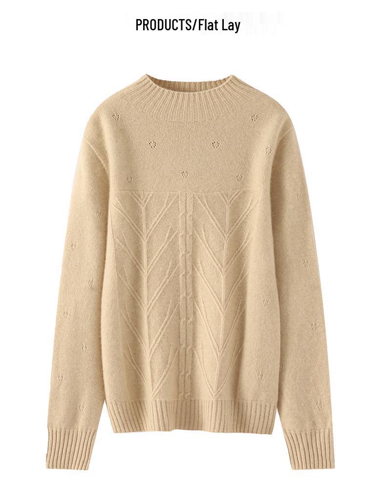 Fall/Winter Women's 100% Pure Wool Heart Jacquard High Neck Sweater Pullover