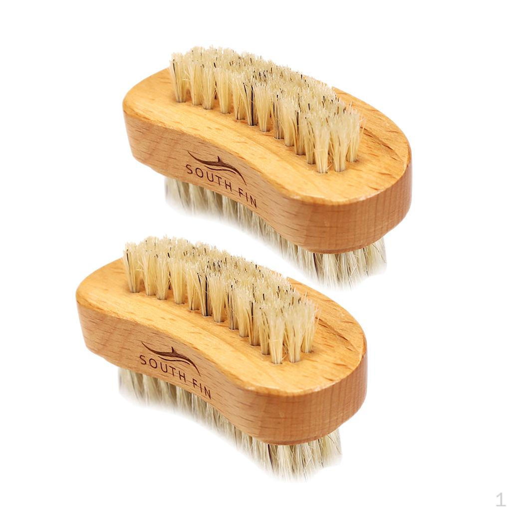 

2 Pcs Dual Sided Beech Finger Foot Nail Cleaning Brush
