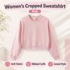 Damen Cropped Rundhals Sweatshirt 330g Fleece gefüttert Einfarbig Langarm Locker Lässig Pullover Basic Oberteil Für Herbst Tägliche Outfits