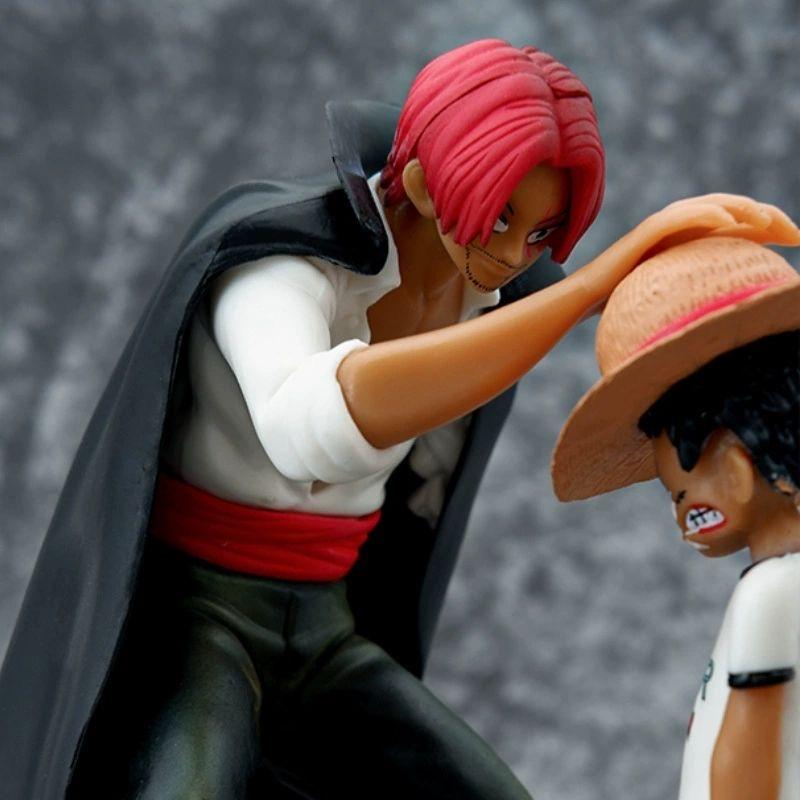 One Piece Anime Characters Red Headed Shanks and Luffy Set Figurines - Anime Character Collection Desktop Car Decoration Gift Height 15cm