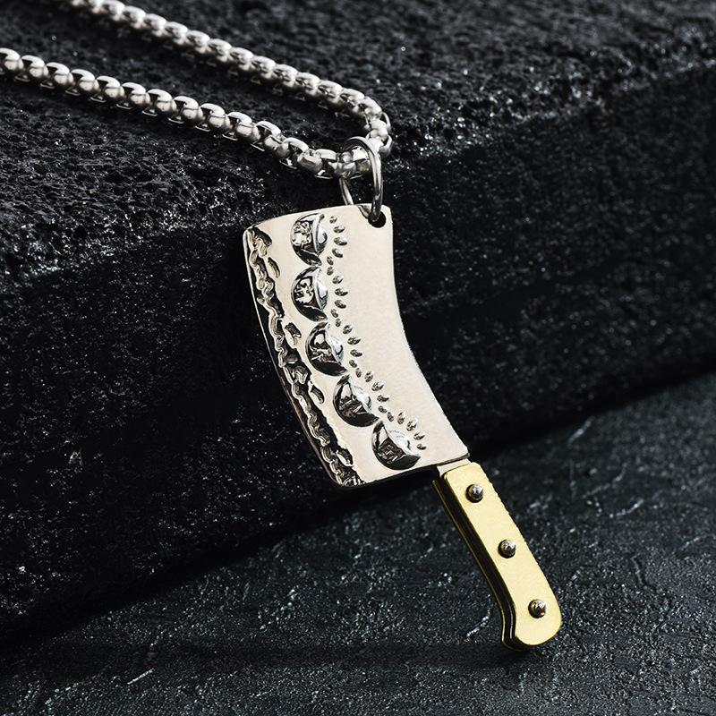 Lucky Personality Kitchen Knife Titanium Steel Necklace High Sense Personality Pendant Trendy Men Trendy Brand Versatile Men S Accessories Trendy Ins 18K
