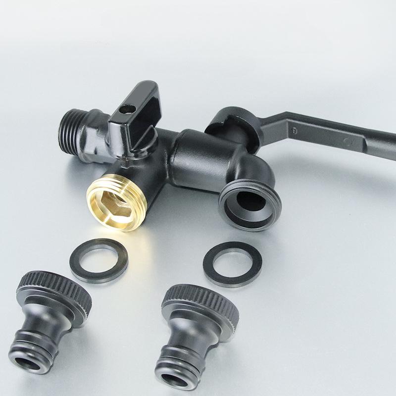 1PCS Outdoor Garden Brass Water Faucet Tap Anti-Freeze Bibcocks with Hose Connector Dual Outlet for Washing Machine