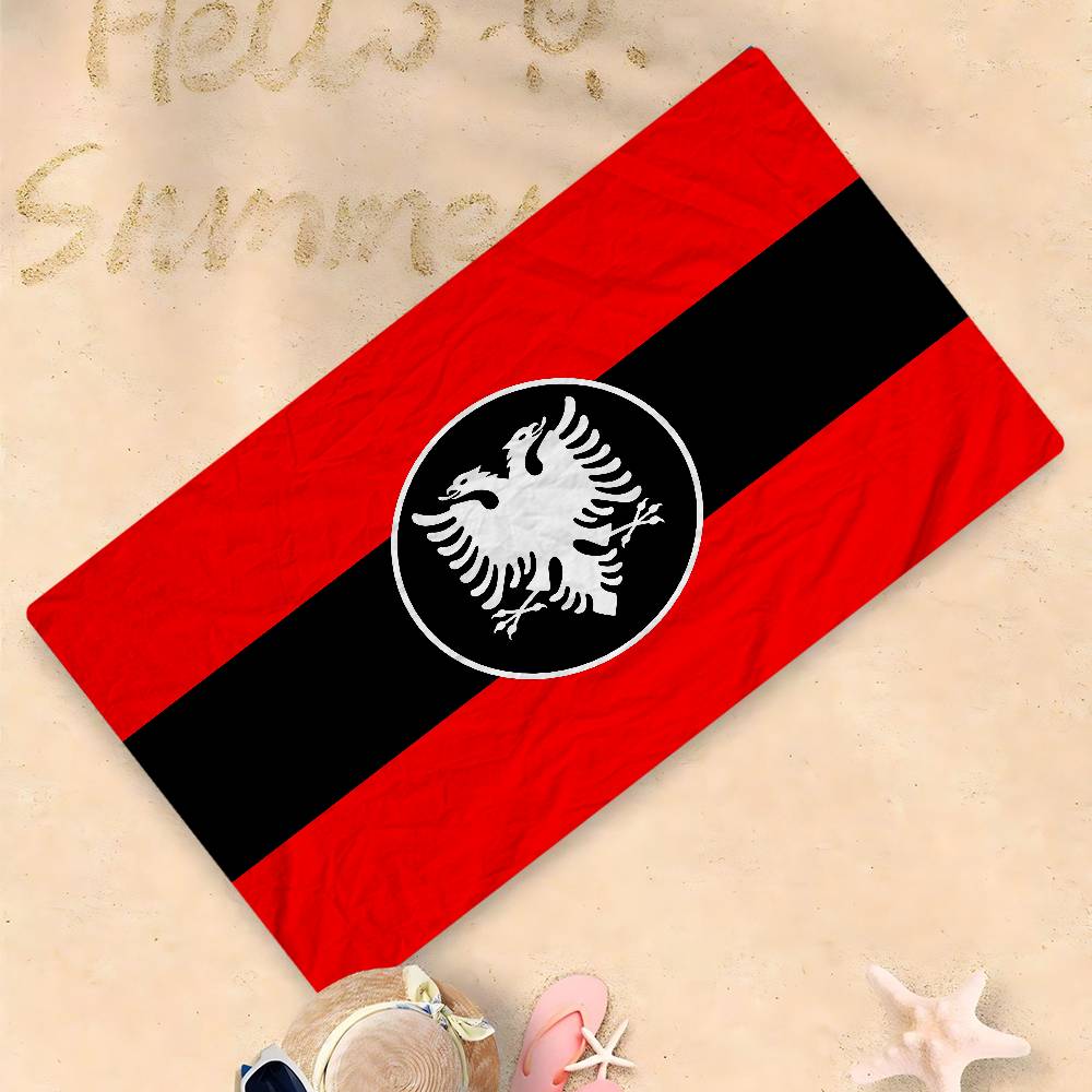 Albanese Vlag Microvezel Bedrukt Strandlaken Bergbeklimmen Yoga Strand Zwemmen Hardlopen Absorberend Zacht Handdoek Polyester 50x100cm