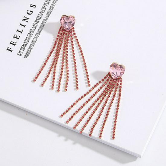 Versatile Japanese-Korean Gemstone Chain Earrings: Trendy Long Pendant Style for Women