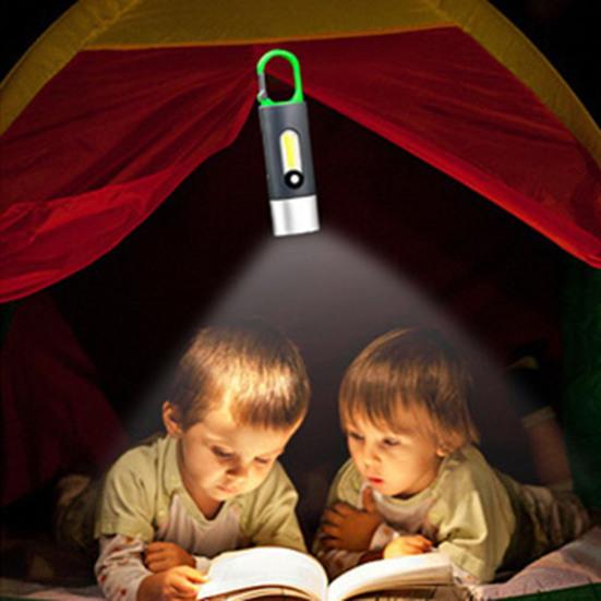 1 Set Keychain Flashlight 4-Gear High Brightness Tail Hook Waterproof Retractable Repair Work Handheld Flashlight Outdoor Equipment