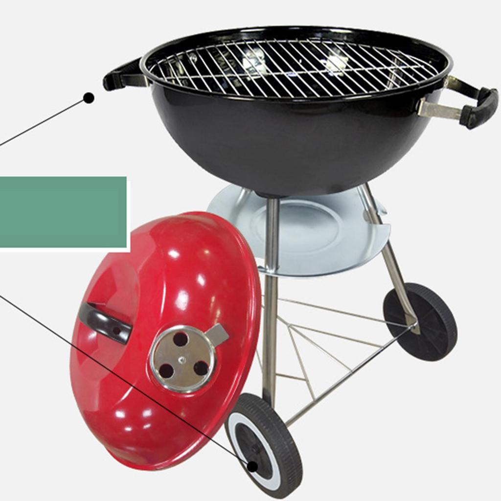 Barbecue with Lid, Porcelain-enamelled Steel Grates And Wheels, Ideal for Outdoor Cooking in The
