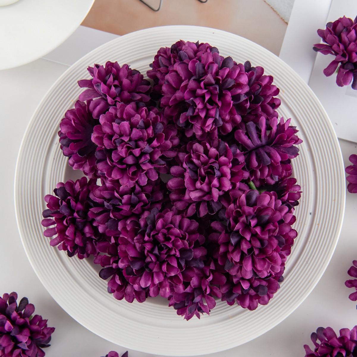 

6Pcs Pack Marigold Flowers Heads Bulk, Orange Artificial Flower Heads Silk Fake Flower Heads, Ball Chrysanthemum Bulk Mini Flower Heads 6pcs фиолетовый