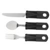 3pcs Household Utensils Stainless Steel Wide Rubber Handle Spoon Fork Set Utensils