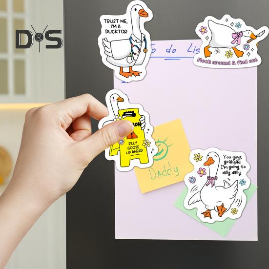 12Pcs Silly Goose Refrigerator Magnet Home Office Kitchen Locker Refrigerator PVC Waterproof Cartoon Animal Magnetic Decoration Ornament