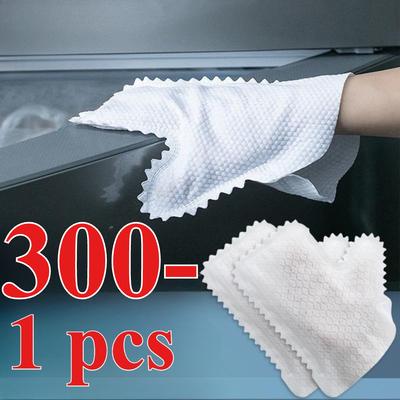 300-1 Disposable Dusting Gloves, Non-woven Electrostatic Cleaning Gloves for Hair Removal, Window & Household Cleaning