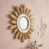 Stylish Resin Golden Sunbursts Vanity Mirror Wall Hanging Makeup Mirror for Bedroom or Bathroom Living Room Decors