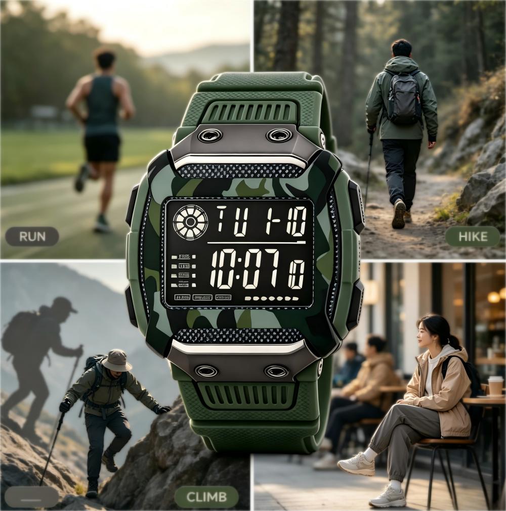 Military Sports Watch for men Waterproof Alarm-clock Luminous Stopwatch Running LED Digital Watch for man kids Boy Student Teen