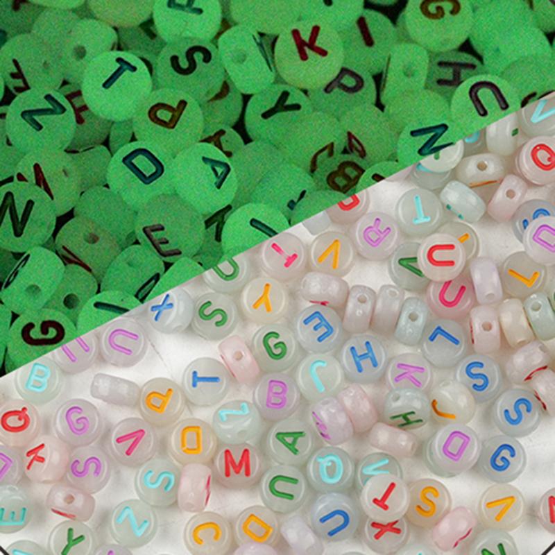100Pcs Acrylic Flat Letter Beads Alphabet Round Smile Spacer Loose Bead For Diy Jewelry Bracelet Charm Supplies