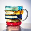 Hand-Painted Book Mug Glass Retro Art Glass Cup 350ml Elegant Desktop Glassware Unique Gift for Book Lovers Readers