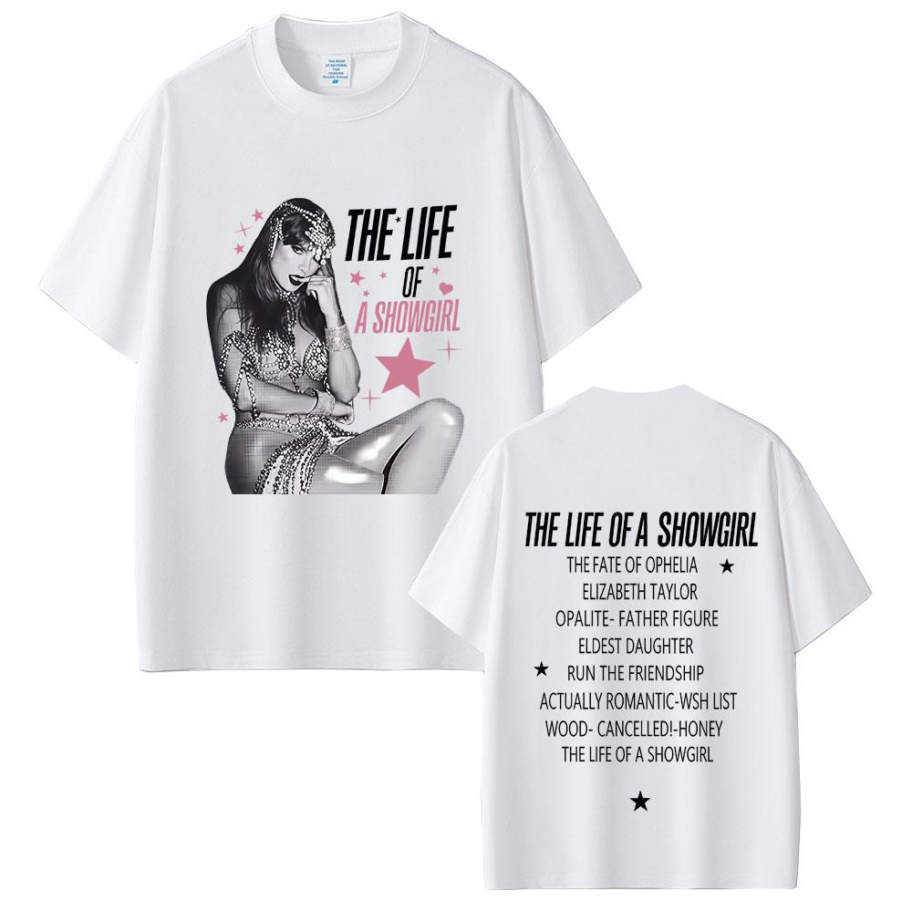 

The Life of A Showgirl Album 2025 Merch T-shirt Men Women Fashion Casual Oversized T Shirts Unisex Vintage Y2K Cotton T shirt S