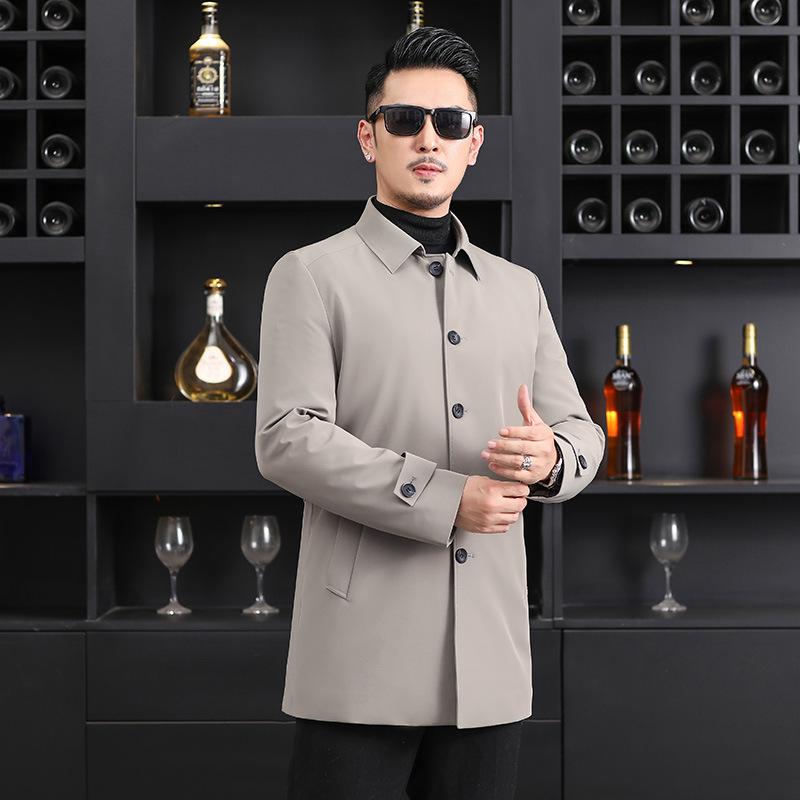 

Куртка средней длины на гусином пуху для мужчин на осень, новый стиль, легкая, деловая, повседневная, с лацканами, средняя и молодежная, тонкая, мужская ветровка-пуховик L