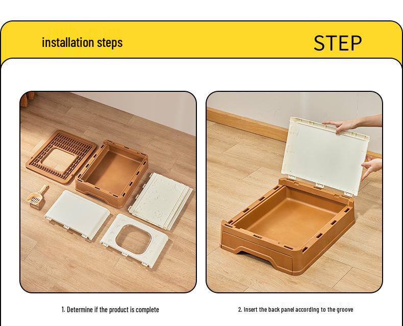 Extra Large Enclosed Cat Litter Box with Deodorizing, Anti-Splash, Foldable Pull-Out Design