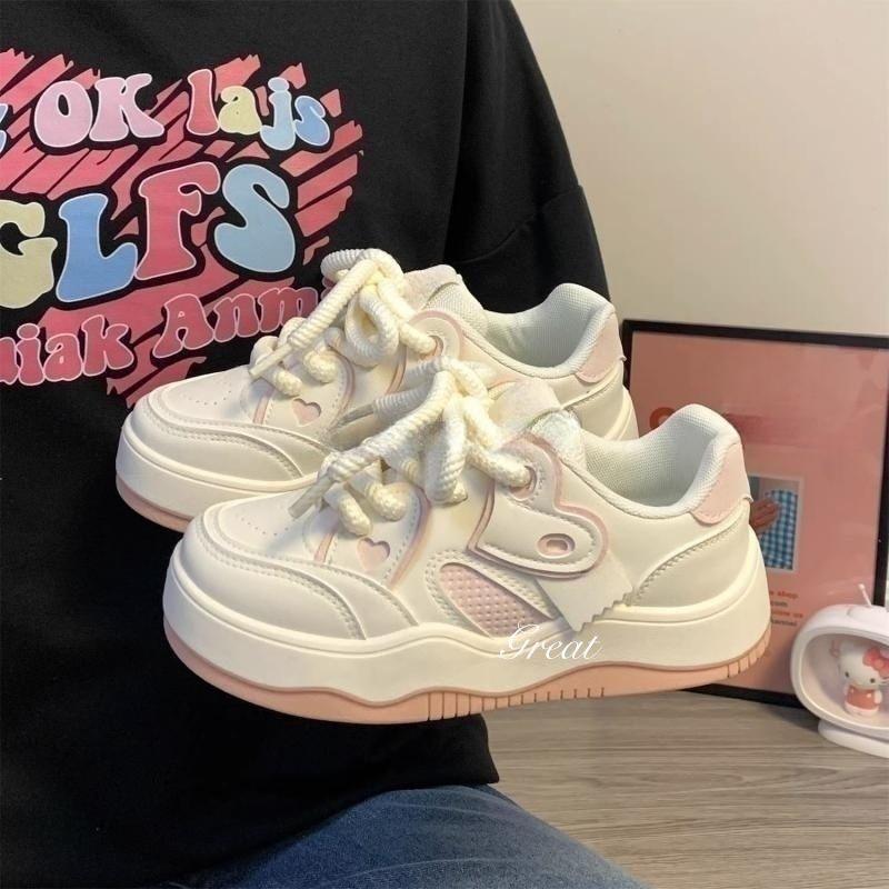 Platform White Shoes Women's New Autumn White Black and White Sneaker Casual Breathable Board Shoes Ins Fashion