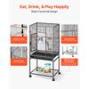 VEVOR Bird Cage, 625 x 425 x 1370 mm, Flat Top, Wrought Iron Bird Flight Cage with Perches, Slide-Out Tray and Plastic Feeders, Casters, for Parrot