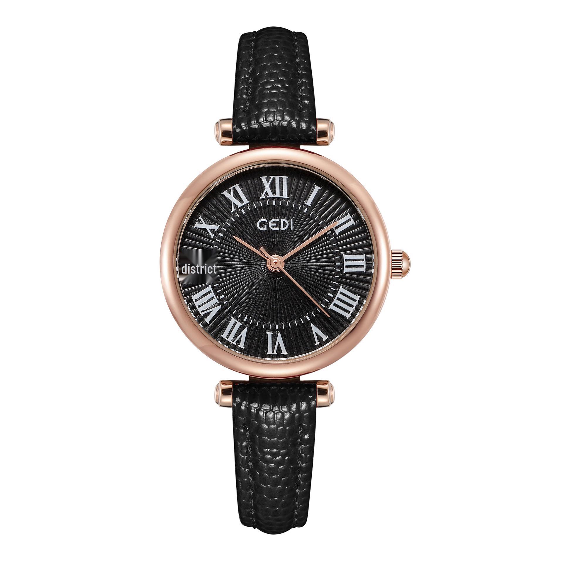

Gedi Женские часы в ретро-стиле с тонким циферблатом, водонепроницаемые, кварцевые, с кожаным ремешком