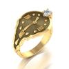 Personality Creative Clock Inlaid Rhinestone Ring, Direct Supply from Jewelry Manufacturer