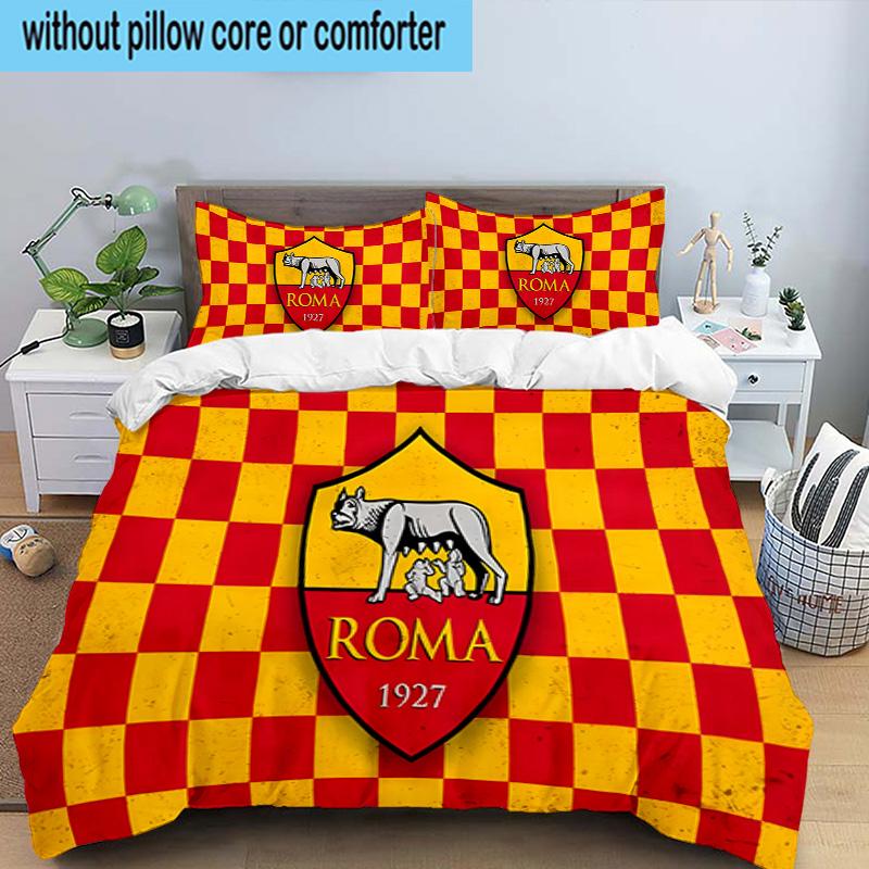 Roma Football Club Emblem 3PCS Bedding set,Ideal for1pc Duvet Cover And 2pcs Pillowcases Perfect for Christmas gift,Ideal for Bedroom, Dormitory