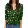 Women's T Shirt CHristmas Print 3/4 Sleeve Daily Weekend Fashion Basic V- Neck Regular Top