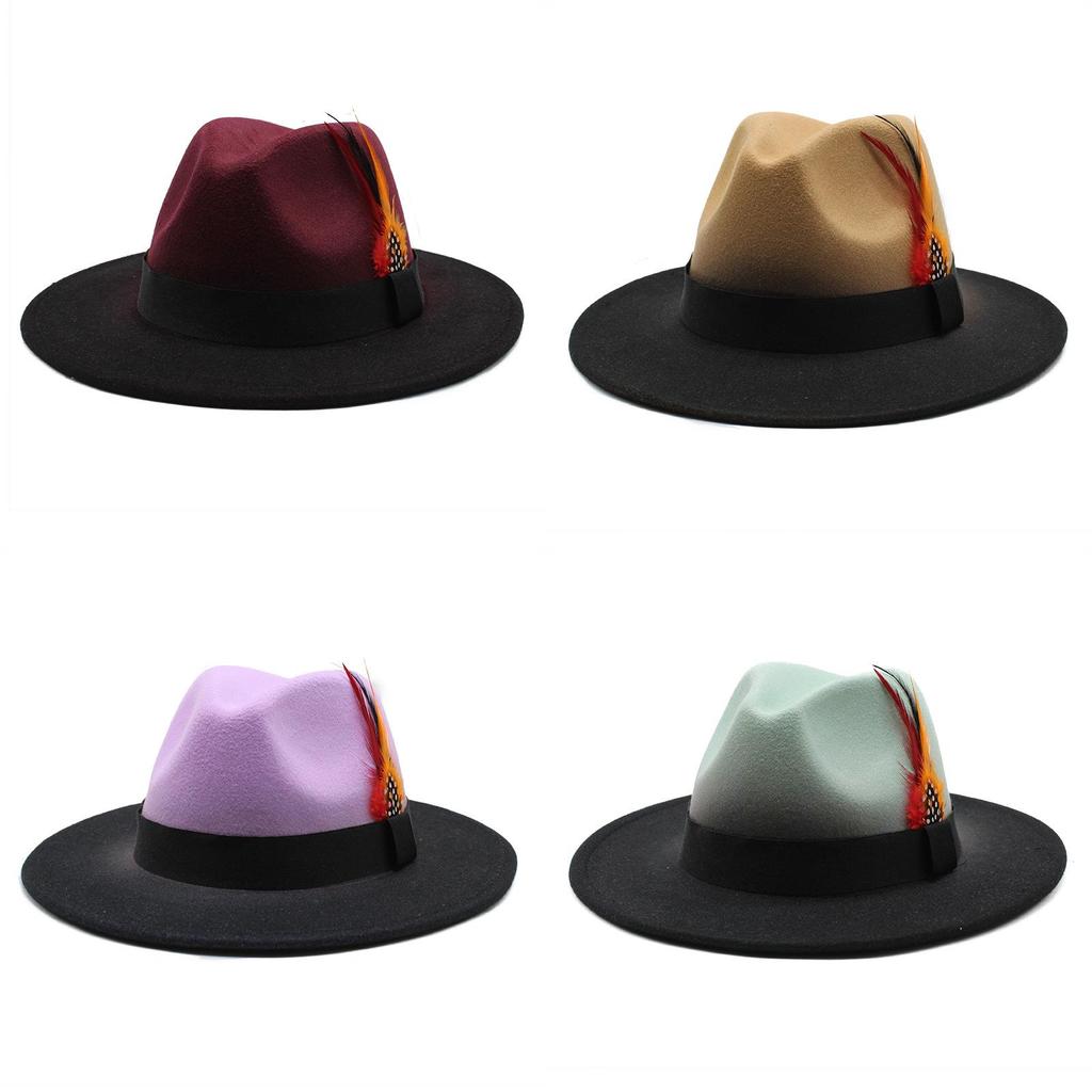 Fedora Hat For Men Women With Gradient Color Wool Felt Sun Protection Outdoor Fashion Accessory