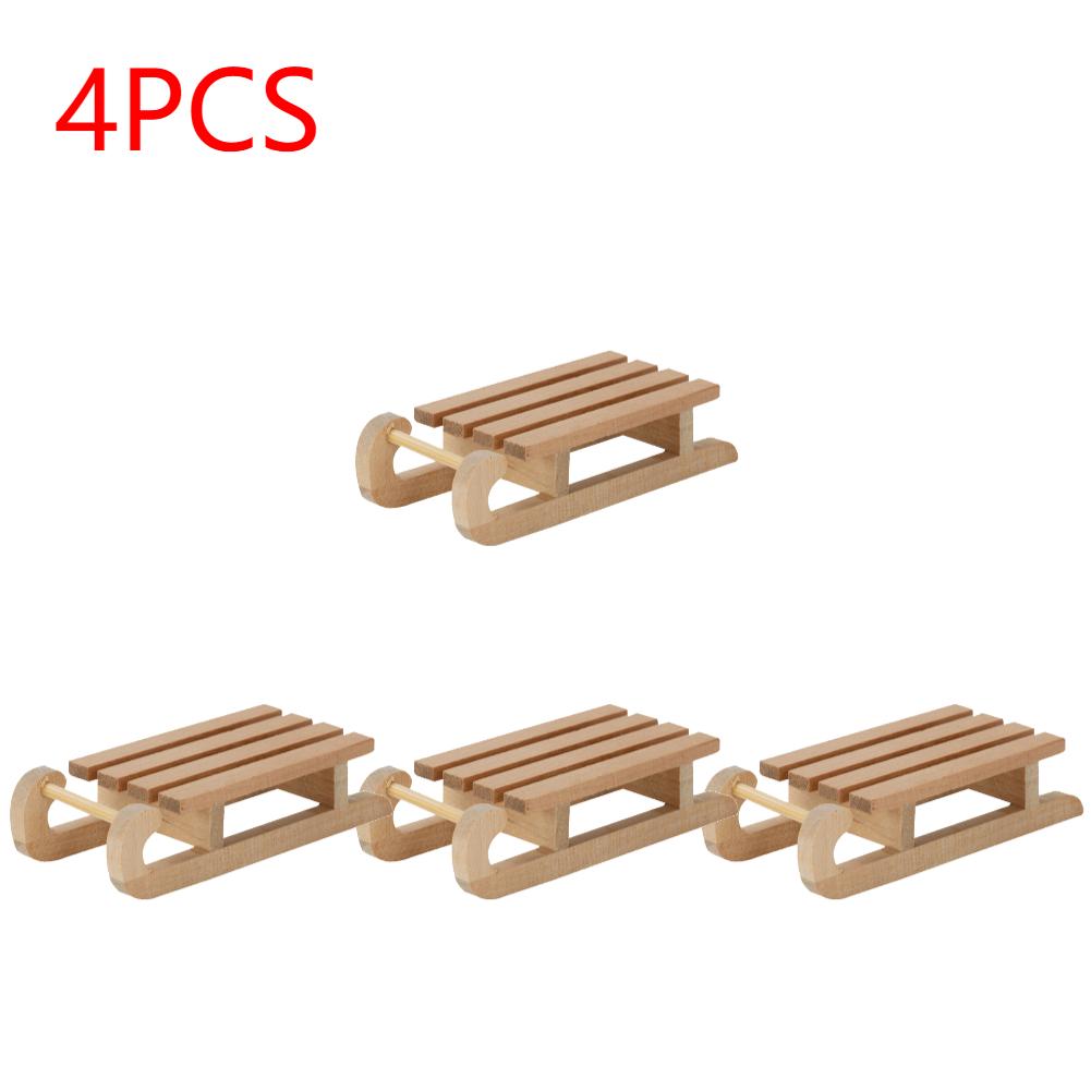 Mini Simulation Snow Sled Handmade 1/12 Wooden Sleigh Desktop Craft Home Decor Crafts Snow Sled Ornament Odorless for Doll House