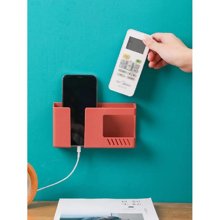1PC Wall-Mounted Remote Control Storage Box Rack Non-Punching for TV Air Conditioning Mobile Phone Charging Organizer Cup Holders 5