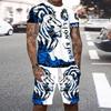Tuta da Ginnastica da Uomo Tigre Animale Stampa 3D Costumi da Spiaggia Casual Girocollo Manica Corta Set Maglietta e Pantaloncini Abbigliamento Sportivo Uomo 2pz