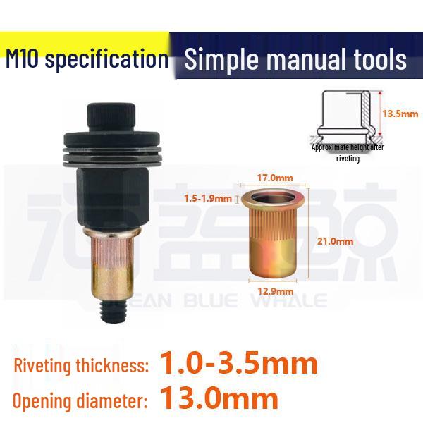 Pop Rivet Nut Tool for License Plates & Sheet Metal – Manual Flat Head Pull Nut