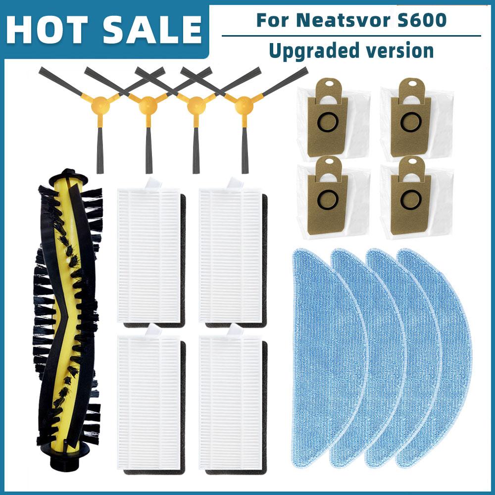 Substituição para aspirador de pó robô Neatsvor S600, peças de reposição, acessórios, escova lateral principal, filtro HEPA, esfregão, pano, saco de pó, capa de escova