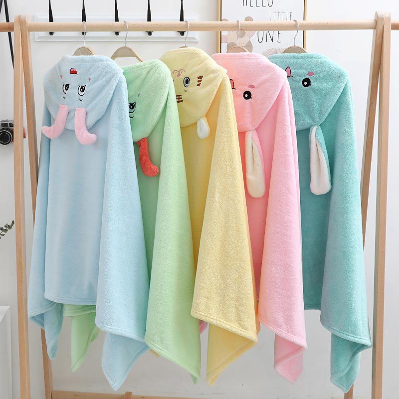 Children's Cartoon Bathing Hooded Oversized Baby Embroidered Bathrobe