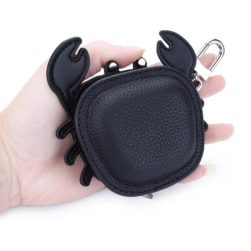 First Layer Cowhide Crab Pendant Keychain & Leather Coin Purse