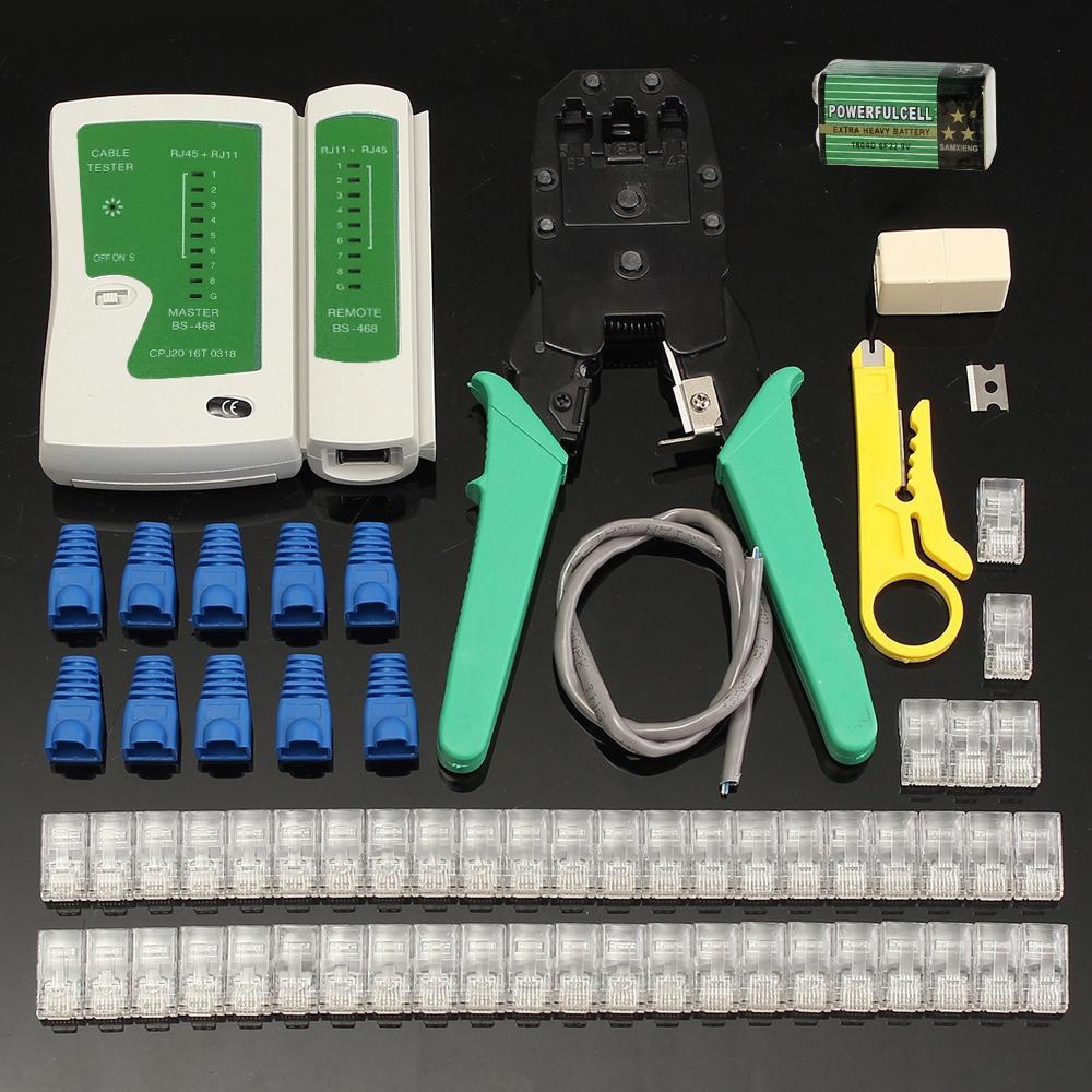 Kit Ethernet LAN Cablu Crimper de calitate fină Instrument de sertizare Dispozitiv de dezimbrare RJ45 Tester de cablu