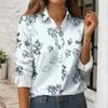 Women's Button Down Prints Shirt Long Sleeve Shirt Business Work Tops Casual With Pockets Jacket