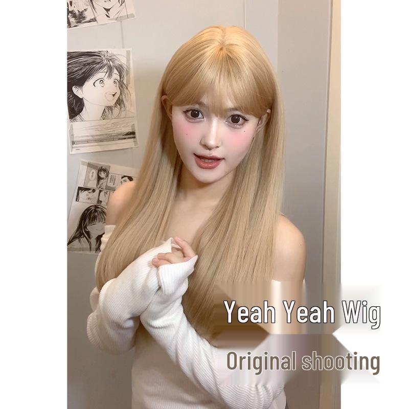Lisa Style Long Straight White Gold Wig for Women