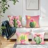4Pcs Pink Cactus Cushion Covers Single-sided Printed 45CM Throw Pillow Case Cover Sofa Cushion Home Room Decor