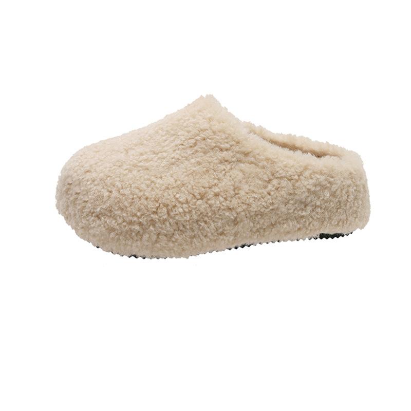Fluffy slippers women's outer wear new fluffy thick-bottomed indoor home women's cotton slippers