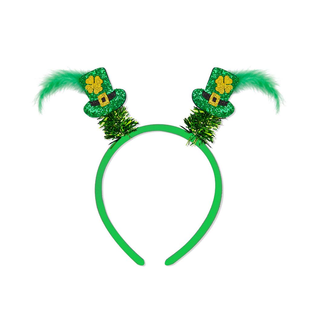 Irisches Stirnband für Erwachsene mit Pailletten Kleeblatt/Schleife Glitzerpuder St. Patricks Day Stirnband Karneval Haarreif