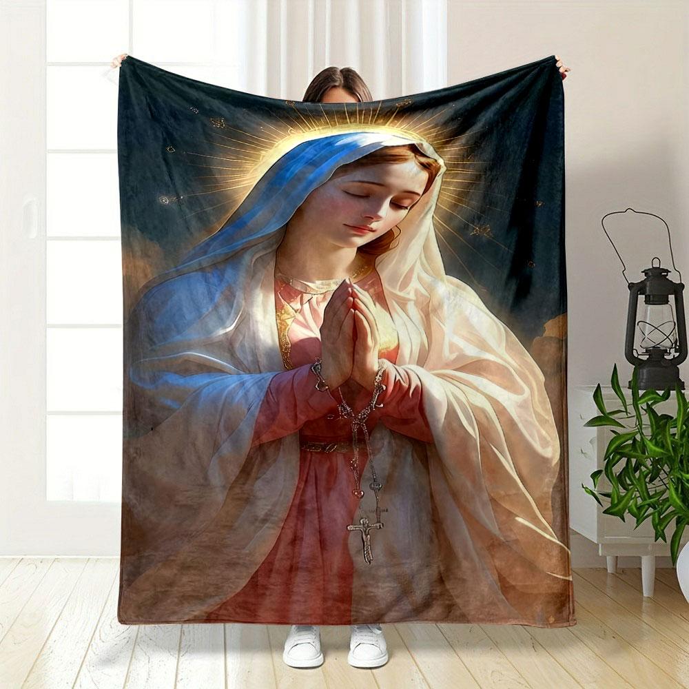 Our Lady of Grace Prayer Throw Blanket Printed Blanket for Living Room Bed Couch lunch break Soft Cozy Blanket for Friend's festival Gift