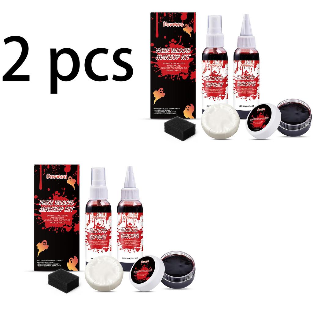Dowmoo Halloween Fake Blood Makeup Set, Includes Fake Blood, Blood Clots, Vampire Imitation Blood, Scary Makeup Effects for Cosplay, 1 Set