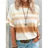 Lounge-style Oversize Gradient Striped T-shirt in Multiple Colours, Versatile and Slimming Short Sleeves