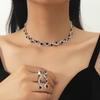 Elegant Rhinestone Bridal Jewelry Set: Necklace, Earrings & Gloves in Multi-color Flower Design