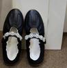 Fashion Retro Pearl Mary Jane Ballet Flat Shoes Women's Spring Autumn New Style Sports Casual Leather Dequanyi Rubber Bottom