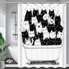 Black White Modern Cute Cartoon Cats Shower Curtain, Bathroom Decorative Shower Curtain, Home Printed Shower Curtain With Hooks